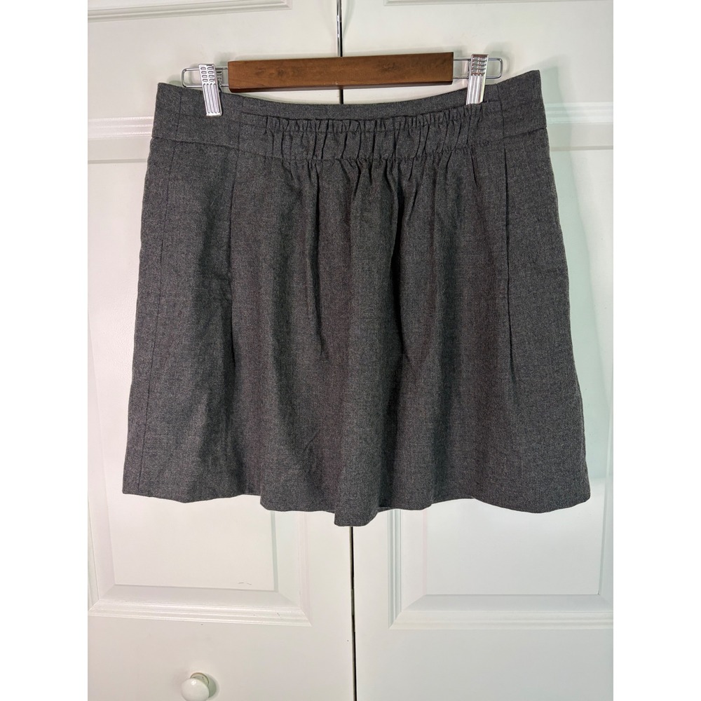 J.Crew Women's Gray Wool Blend Pleated Mini Skirt Charcoal Side Zipper Size 8